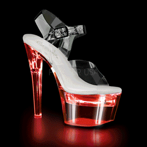 hvit 18 cm FLASHDANCE-708 pole dance sko stripper sandaletter led lysp�re