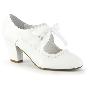 hvit 6,5 cm WIGGLE-32 retro vintage maryjane pumps med blokkh�l
