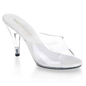 hvit gjennomsiktig 11 cm CARESS-401 høyhælte slipper sko