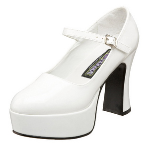 hvit lakk 11 cm MARYJANE-50 Mary Jane plat� pumps h�y h�l