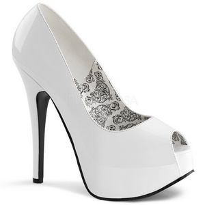 hvit lakkert 14,5 cm Burlesque TEEZE-22 dame pumps sko stiletthæl