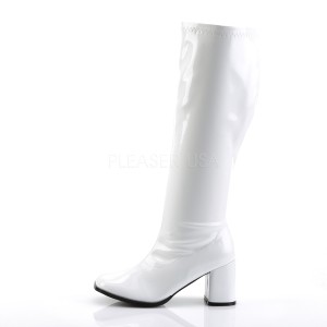 hvit lakklær 7,5 cm GOGO-300WC damestøvler til brede lægge