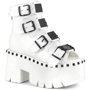 hvit vegan 9 cm ASHES-70 lolita plat� ankelst�vletter med blokkh�l for kvinner