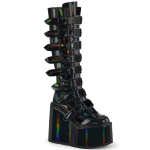 kileh�ler 14 cm S815 plat�st�vler kvinner med spenner svarte hologram
