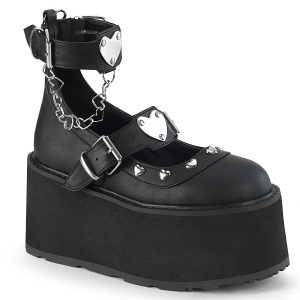 kunstl�r 11,5 cm DAMNED-56 emo maryjane sko - plat�sko med spenne