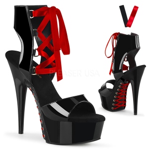 lakkl�r 15 cm DELIGHT-600-14FH pleaser plat�sandaler korse for kvinner
