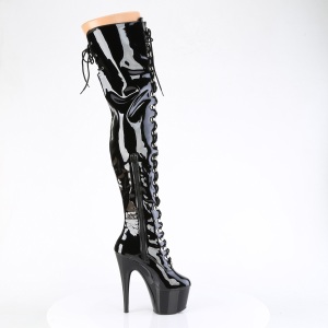 lakkl�r 18 cm ADORE-3022 svarte l�rh�ye st�vler med sn�ring