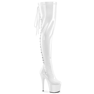 lakkl�r 18 cm ADORE-3063 hvite l�rh�ye st�vler med sn�ring