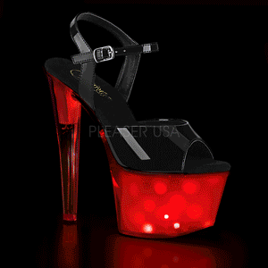 lakkl�r 18 cm DISCOLITE-709 pole dance sko stripper sandaletter led lysp�re