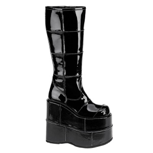 lakkl�r 18 cm herre kneh�ye st�vler cyberpunk st�vler ekstrem plat� svart