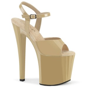 lakkl�r 19 cm ENCHANT-709 beige pleaser h�yh�lte sko med plat�