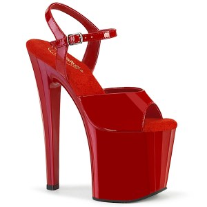 lakklær 19 cm ENCHANT-709 røde pleaser høyhælte sko med platå