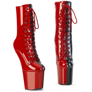 lakklær 20 cm CRAZE-1040TT heelless ankle boots pony heels røde
