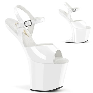 lakkl�r 20 cm CRAZE-809 heelless h�ye h�ler pony plat� hvite