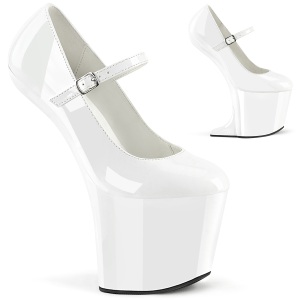 lakkl�r 20 cm CRAZE-880 heelless pumps pony heels hvite