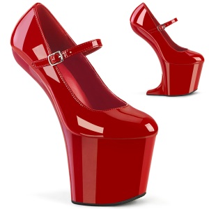 lakklær 20 cm CRAZE-880 heelless pumps pony heels røde