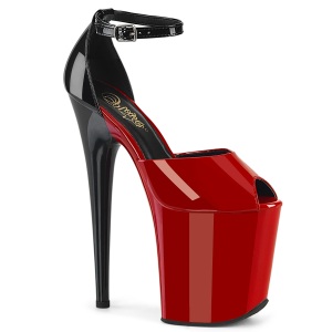lakkl�r 20 cm FLAMINGO-868 r�de pleaser h�yh�lte sko med plat�
