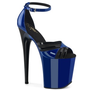 lakkl�r 20 cm FLAMINGO-884 bl� pleaser h�yh�lte sko med plat�