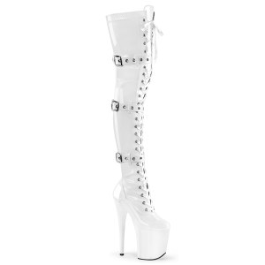 lakkl�r boots 20 cm FLAMINGO-3028 l�rh�ye boots med spenner hvite