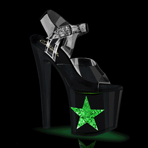 led lyspre plat 19 cm STAR hyhlte sandaler - pole dance high heels