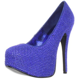 lys blå strass 14,5 cm Burlesque TEEZE-06R høye platform pumps sko