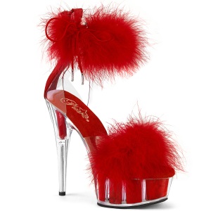 r�d 15 cm DELIGHT-624F pole dance h�yh�lte sandaler med fj�r