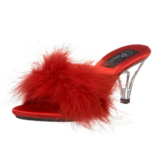 r�d 8 cm BELLE-301F marabou fj�r h�ye sko mules