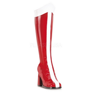 rød hvit 7,5 cm GOGO-305 knehøye støvletter dame