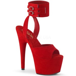 rød kunstlær 18 cm ADORE-791FS pleaser høye hæler med ankel stropper