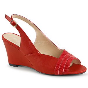 rød kunstlær 7,5 cm KIMBERLY-01SP store størrelser sandaler dame