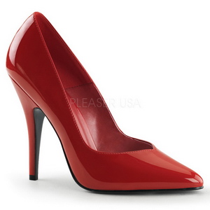 r�d lakk 13 cm SEDUCE-420V spisse pumps med h�ye h�ler