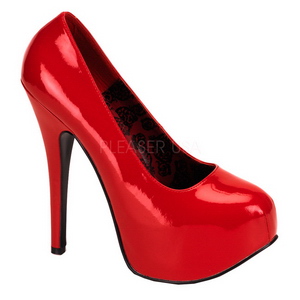 rød lakk 14,5 cm Burlesque BORDELLO TEEZE-06 platå pumps høy hæl