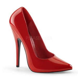 r�d lakk 15 cm DOMINA-420 spisse pumps med stiletth�ler