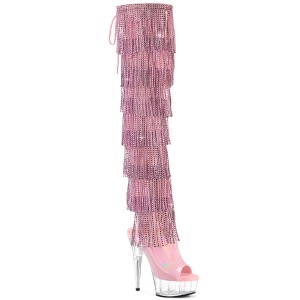 rosa 15 cm DELIGHT exotic overknee plat�boots med strass frynser
