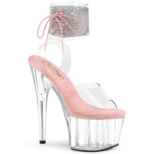 rosa 18 cm ADORE-791-2RS gjennomsiktige plat� h�ye h�ler med ankel stropper