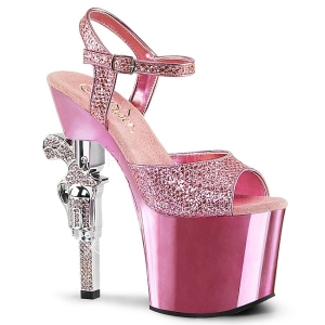 rosa 18 cm Pleaser REVOLVER-709G h�ye h�ler krom plat�
