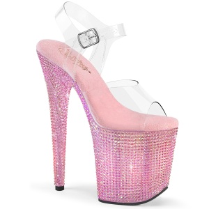 rosa 20 cm 808RRS pole dance h�ye h�ler sko med strass plat�
