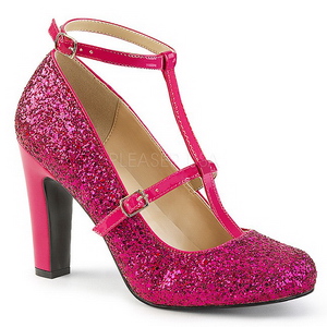 rosa glimmer 10 cm QUEEN-01 store størrelser pumps sko