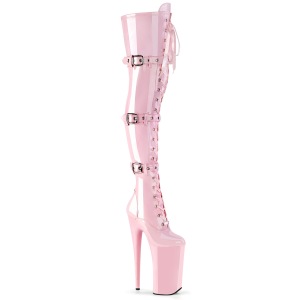 rosa lakklær 25,5 cm BEYOND-3028 høyhælte overknee støvler - ekstremt høye platåstøvler