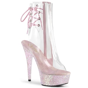 rosa transparent 15 cm DELIGHT-1018C h�yh�lte ankelst�vletter - pole dance h�ler