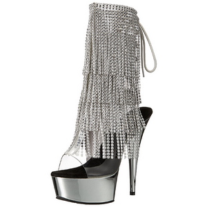 s�lv 15 cm DELIGHT-1017RSF h�ye ankelst�vletter med frynser til dame