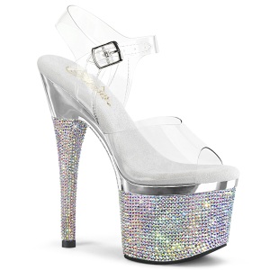 s�lv 18 cm ESTEEM-708DM-2 high heels plat� med strassteiner