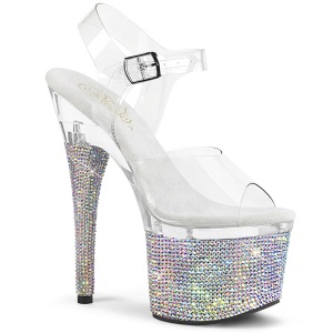 s�lv 18 cm ESTEEM-708DM high heels plat� med strassteiner