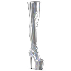 s�lv 20 cm FLAMINGO-3000HWR hologram overknee st�vler - pole dance overknees