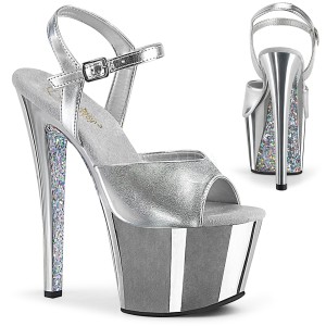 sølv krom platå 18 cm SKY-309TTG pleaser høye hæler for kvinner