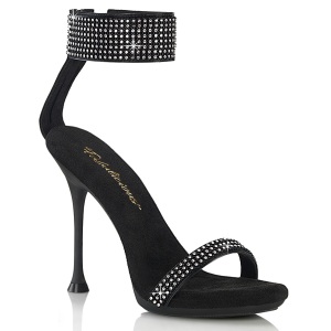 svart 11,5 cm CUPID-440 ankel stropper stilett sandaler med stiletth�l