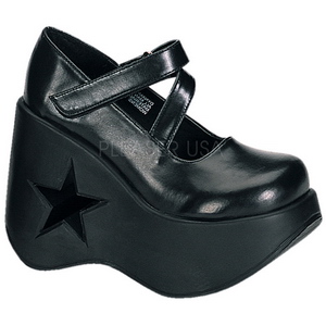 svart 13 cm DYNAMITE-03 lolita sko gothic wedge plat�sko med kileh�ler