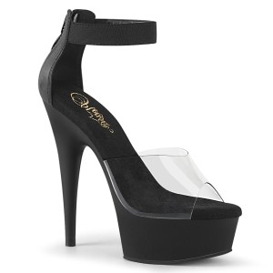 svart 15 cm DELIGHT-624 pleaser h�ye h�ler med ankel stropper
