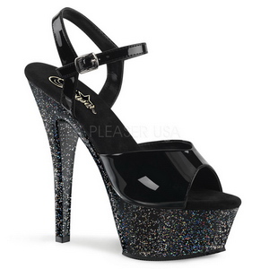 svart 15 cm KISS-209MG glinser platå høye hæler sko