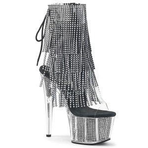 svart 18 cm ADORE-1017SRS h�ye ankelst�vletter med frynser til dame